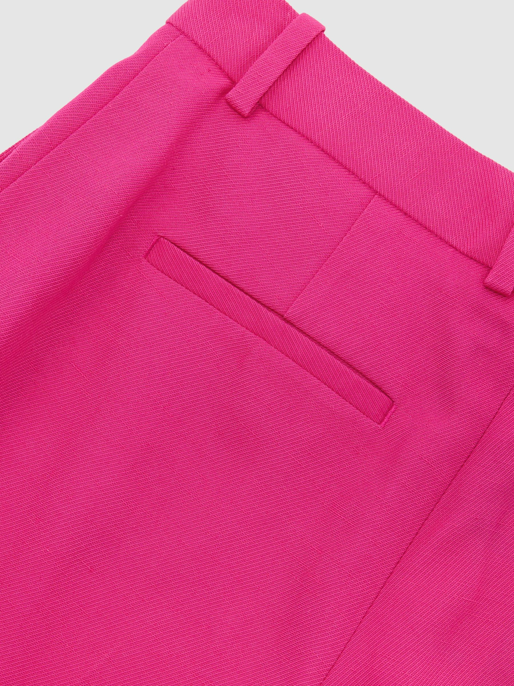 Wide-Leg Pintuck Trousers with Linen in Pink | Reiss DE