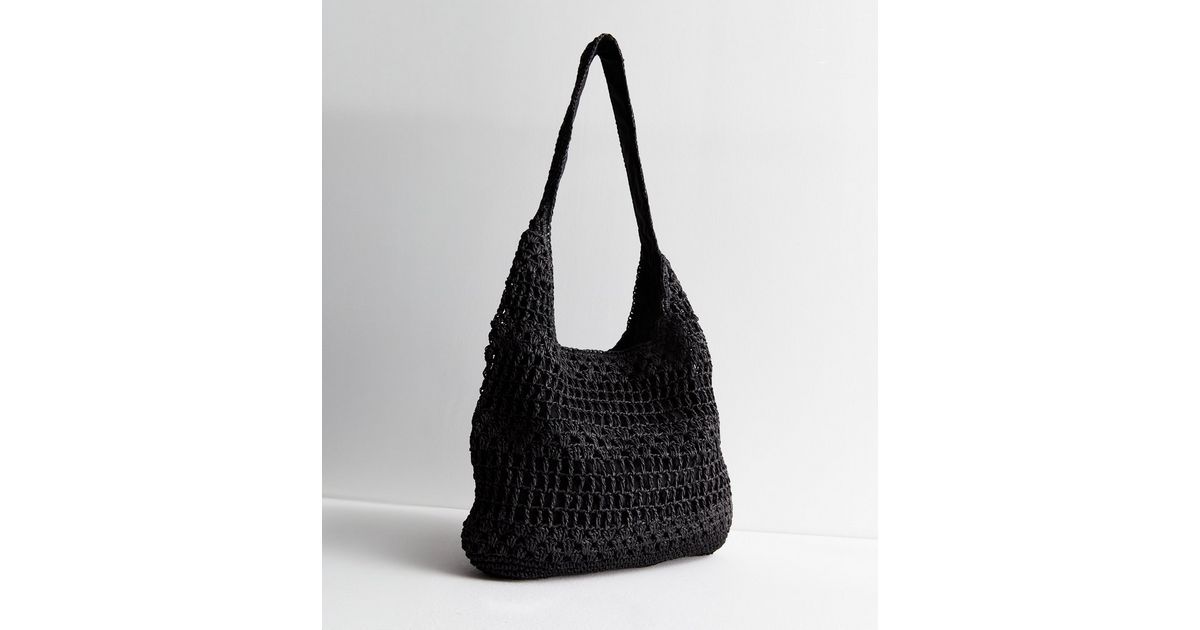 Black Woven Slouchy Hobo Shoulder Bag | New Look | New Look (UK)