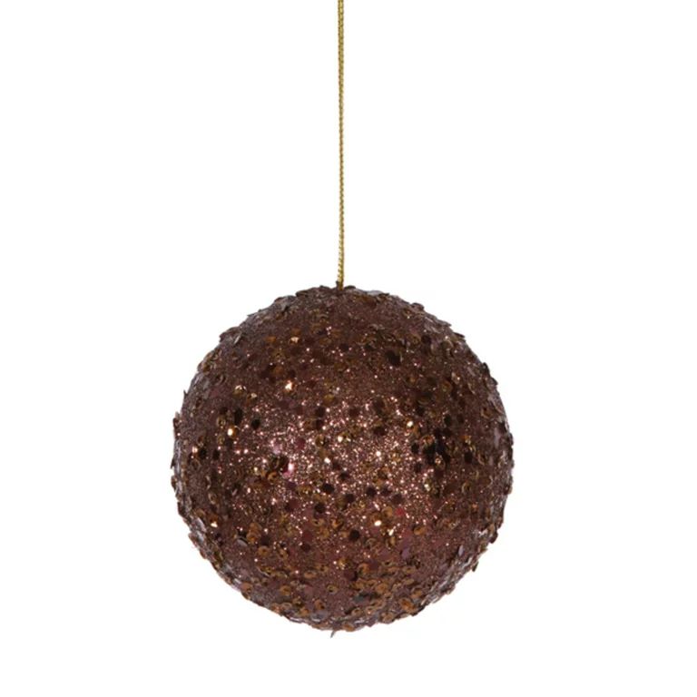 Fancy Chocolate Brown Holographic Glitter Drenched Christmas Ball Ornament 4" | Walmart (US)