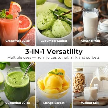 Juicer Machines, 3-in-1 Cold Press Juicer with 6.5" Extra Large Chute, 100oz Large Capacity, AC M... | Amazon (US)