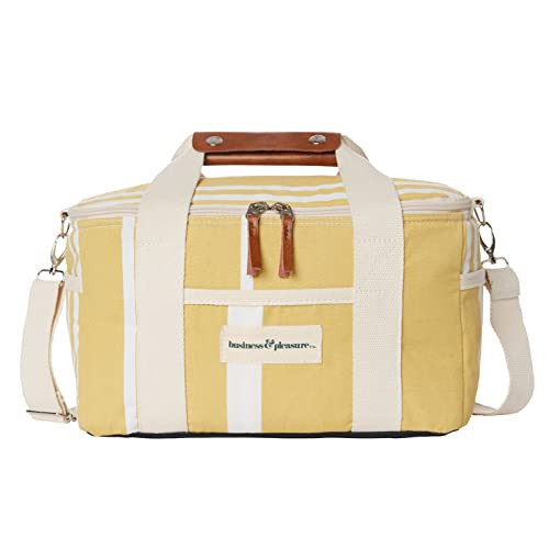 Business & Pleasure Co. Premium Cooler Bag - 14L Vintage Lunch Bag for Beach Days & Picnics - Insulated Leakproof Lining - Vintage Yellow Stripe | Amazon (US)