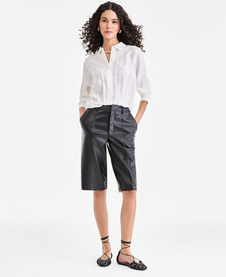 Women's Faux Leather Bermuda Shorts | Macy's