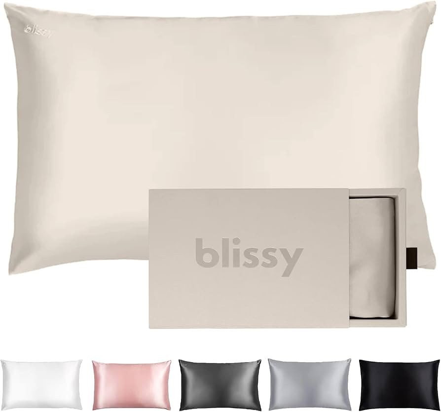 Blissy Silk Pillowcase - 100% Pure Mulberry Silk - 22 Momme 6A High-Grade Fibers - Satin Pillow C... | Amazon (US)