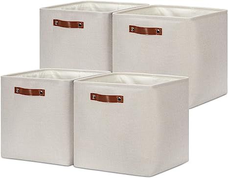 DULLEMELO Storage Bins, 4 Pack Of 13x13x13 Decorative Storage Cube Bins Suit Office, Home, Shelve... | Amazon (US)