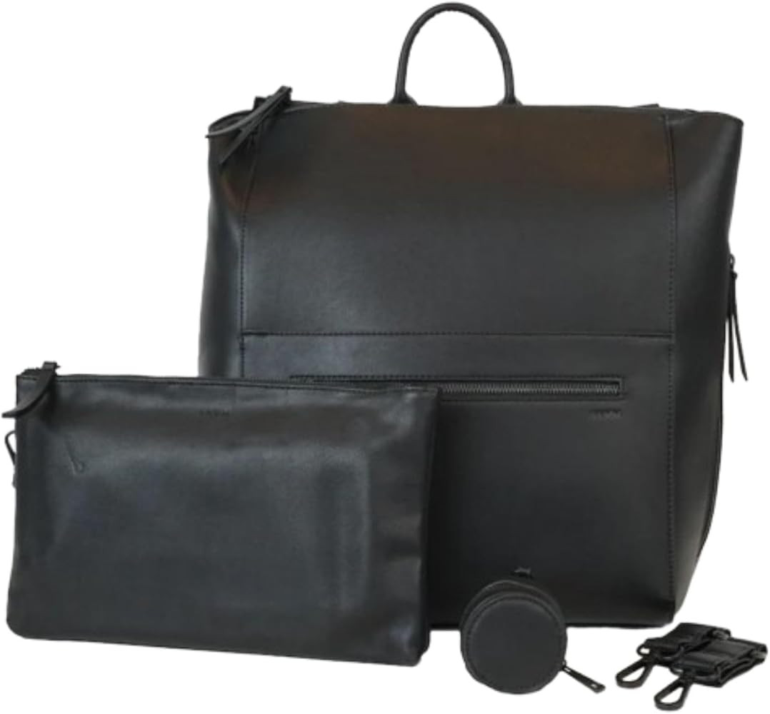 FAWN DESIGN Diaper Bag Bundle, Square Faux Leather Diaper Bag Backpack with Changing Diaper Clutc... | Amazon (US)