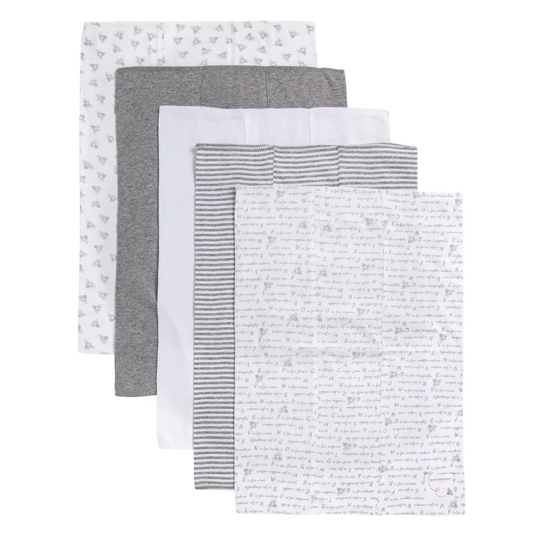 Burt's Bees Baby - 100% Organic Cotton, Extra Absorbent Unisex Baby Burp Cloths, 5-Pack | Walmart (US)