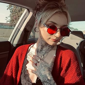EYLRIM Round Steampunk Sunglasses Hippie Circle Glasses Gothic Metal Frame 100% UV Blocking Lens | Amazon (US)