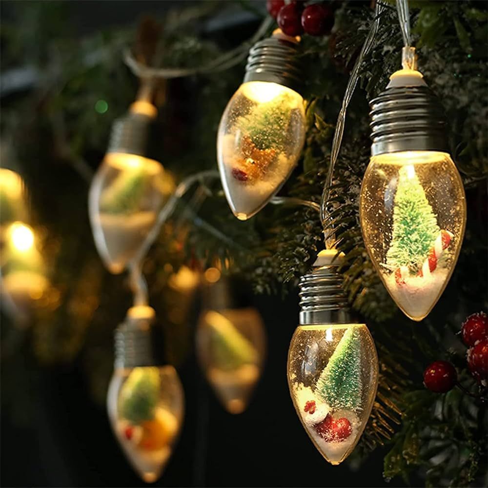 6.6FT Christmas Vintage Decor String Light - 10LED Snow Globe Bulbs String Lights with Tree & Sno... | Amazon (US)