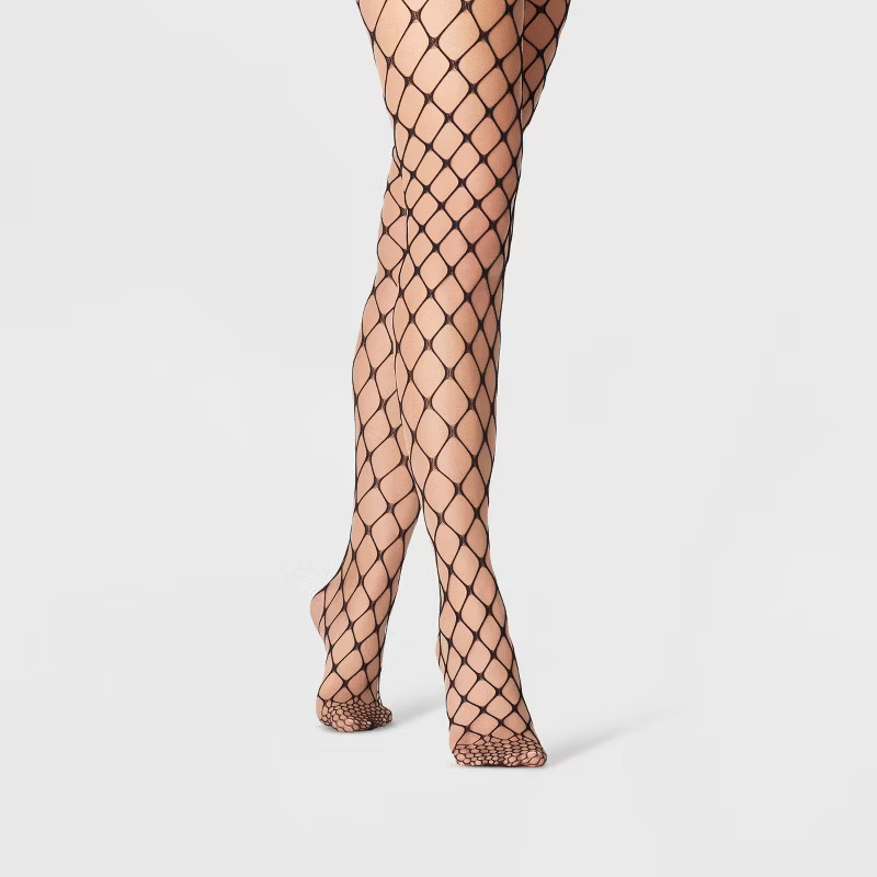 Women's Open Fishnet Tights - A New Day Black | Target
