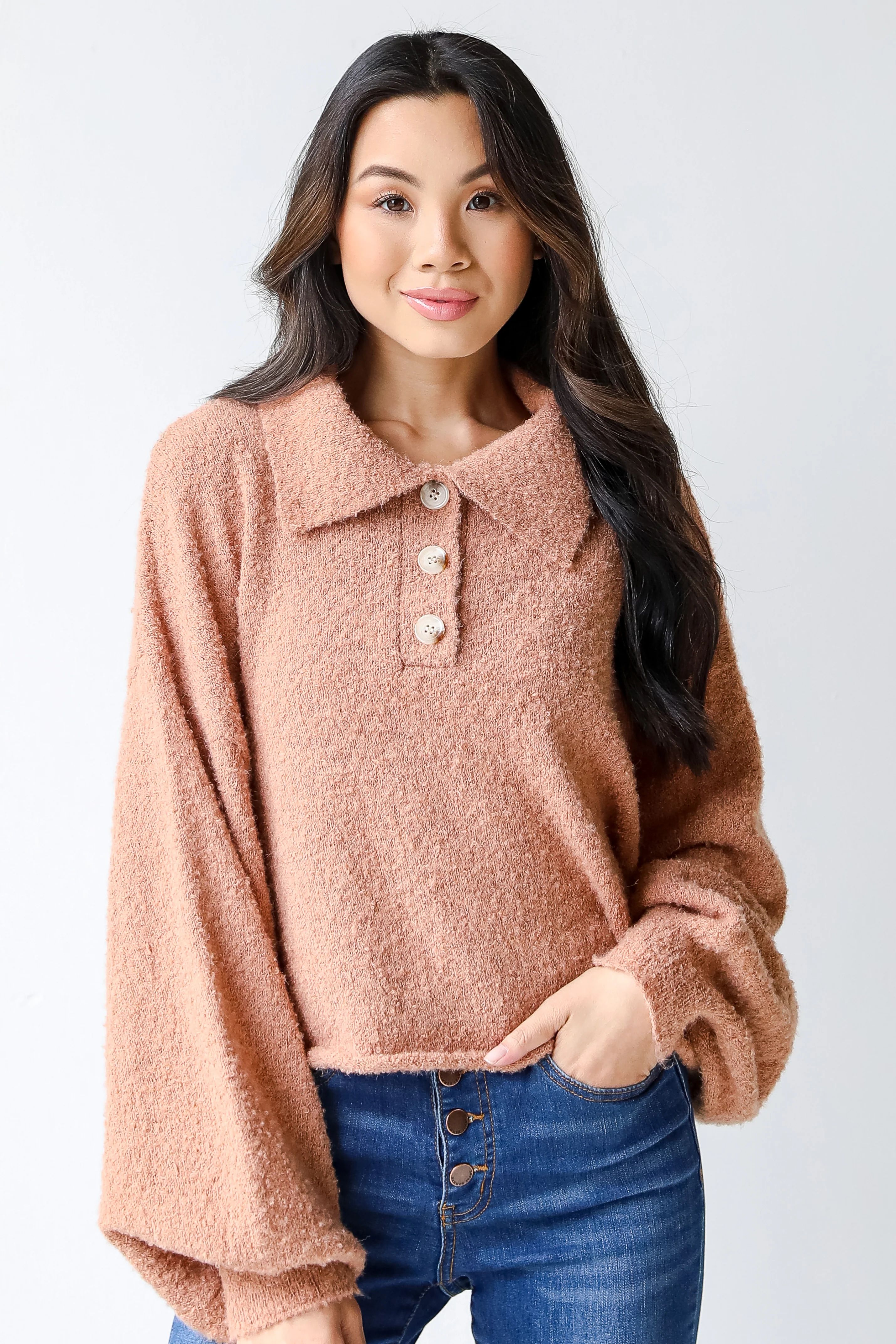Soft To The Touch Henley Sweater | Dress Up