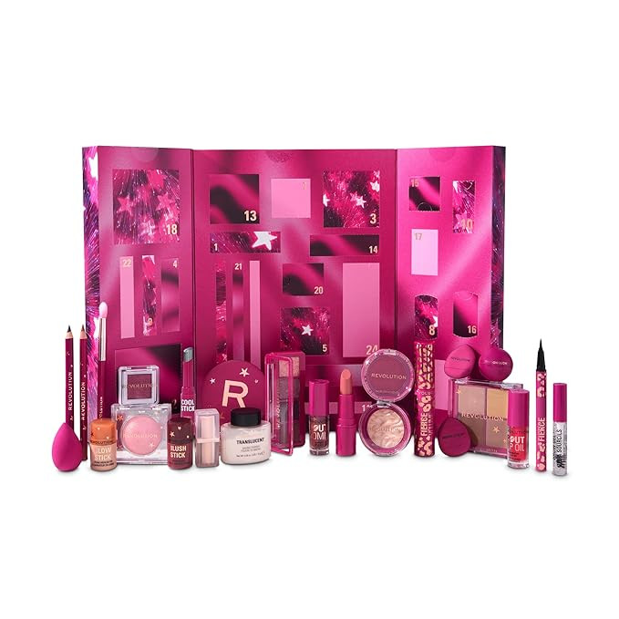 Revolution Makeup Advent Calendar 2025, 24-Piece Beauty Gift Set for Lips, Eyes, & Face, Features... | Amazon (US)