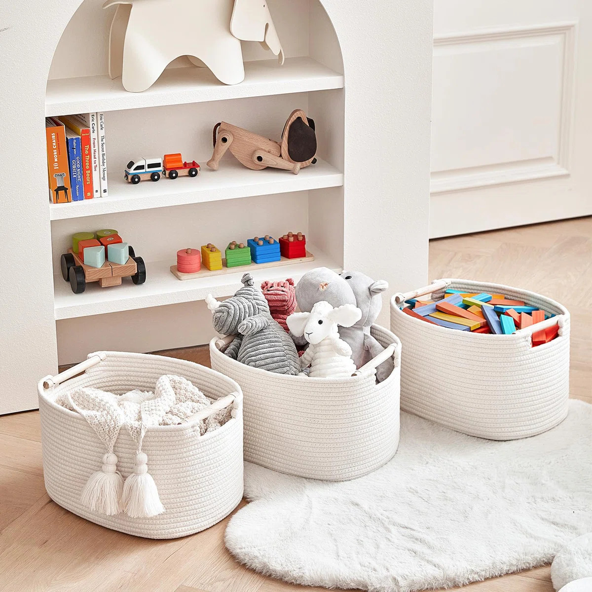 3 Pack Storage Basket For Cabinet And Toy Organization  Baskets For Storage - Baby Toy Bin - Toy ... | Wayfair North America