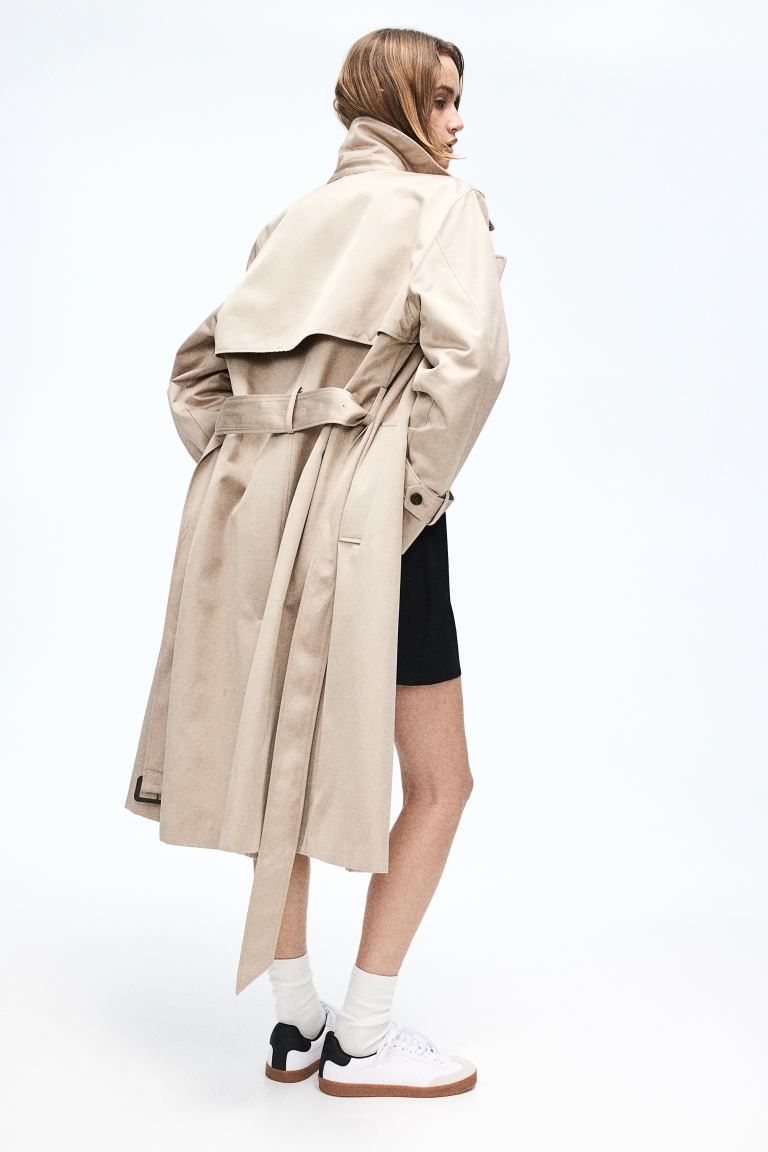 Double-breasted Twill Trench Coat - Beige - Ladies | H&M US | H&M (US + CA)