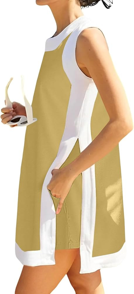 Women's Summer 2 Piece Outfits Sleeveless Spilt Hem Pullover Top Sets Lounge Set Tracksuit With P... | Amazon (US)