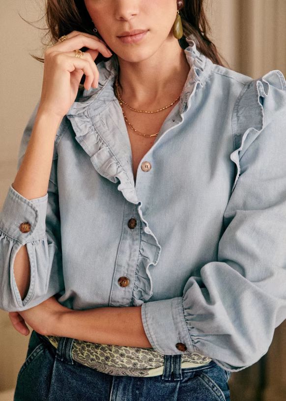 Eva Shirt - Light Blue - Organic Cotton - Sézane | Sezane Paris