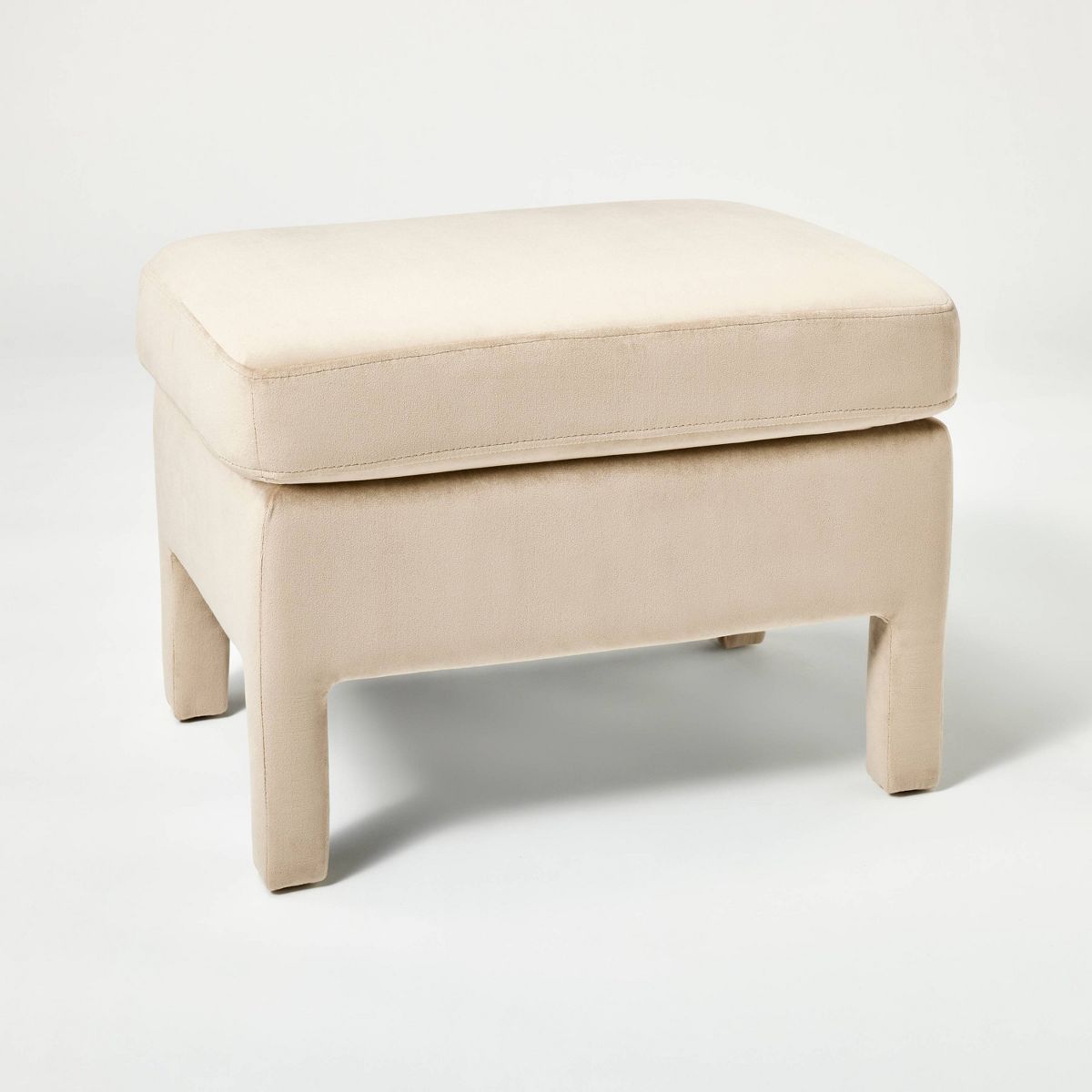 Bellfield Fully Upholstered Ottoman Light Brown Velvet - Threshold™ designed with Studio McGee | Target