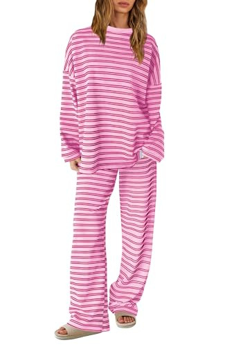 SENSERISE Womens Striped Lounge Set 2 Piece Outfit | Amazon (US)