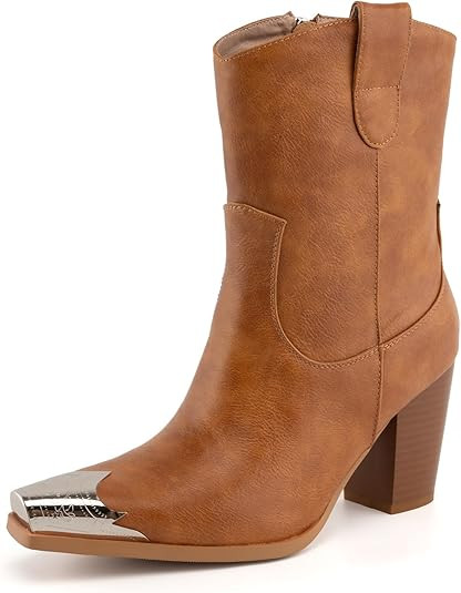 WIRALOMI Women's Western Boots, Ankle Boots with Comfortable Chunky Heel, Cowgirl Boots with Engr... | Amazon (US)
