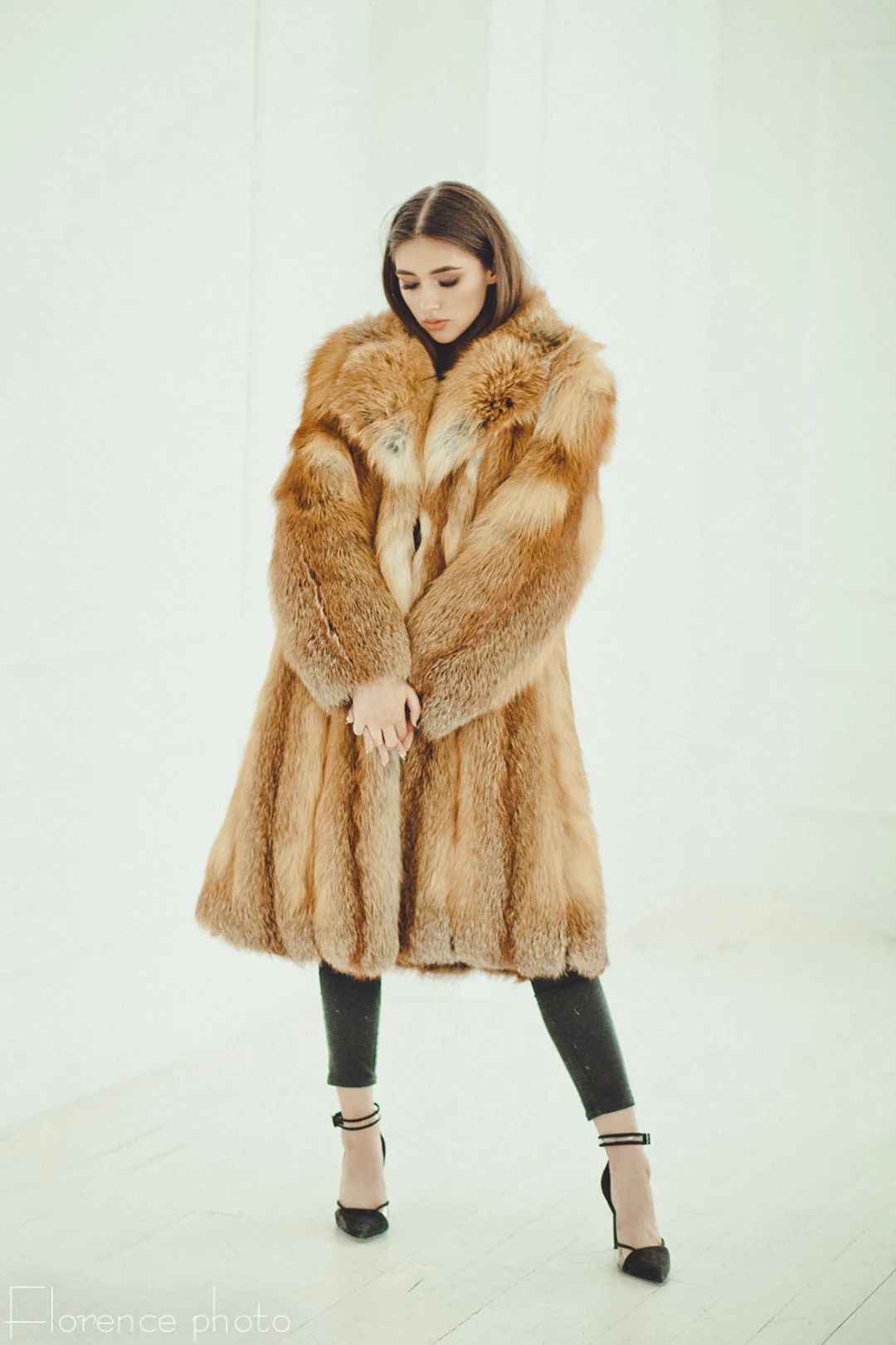 Fox Fur Coat -  Women's Long Winter Coats  - Oversized Fur Jacket - Luxury Gift for Wife | Etsy (US)