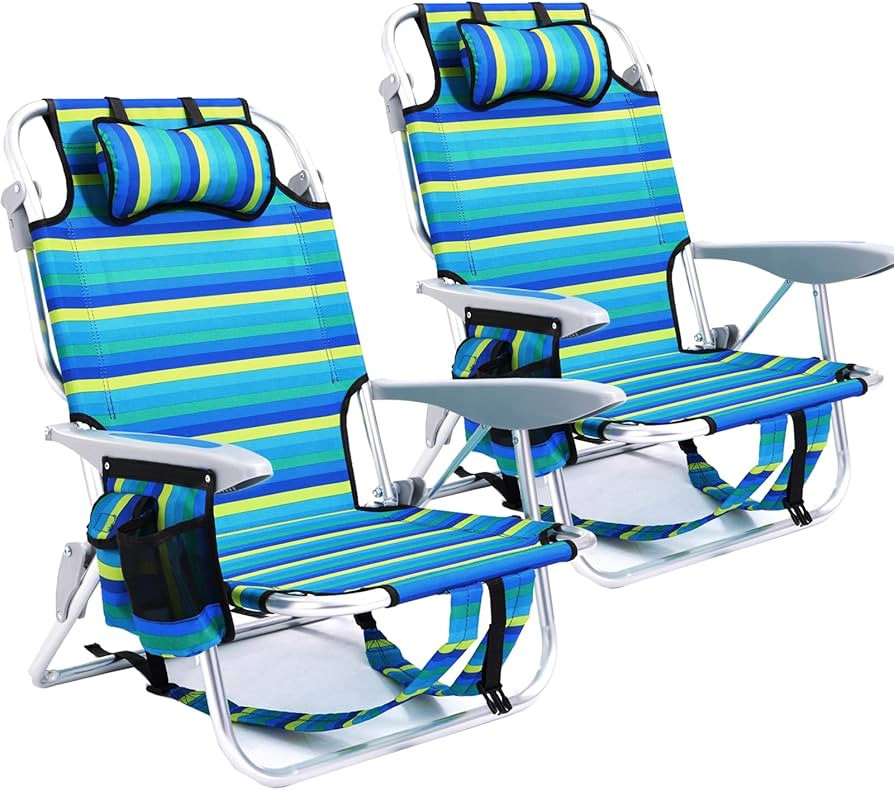 2 Pack Lightweight Portable Camping Beach Chair for Adults, Outdoor Lay Flat Folding Beach Chairs... | Amazon (US)