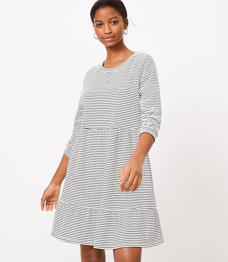 Striped Tiered Swing Dress | LOFT | LOFT