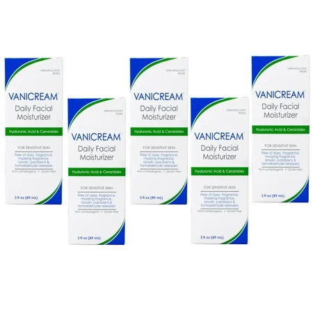 5 Pack - Vanicream Daily Facial Moisturizer For Sensitive Skin Hyaluronic Acid & Ceramides 89 ml / 3 oz | Walmart (US)