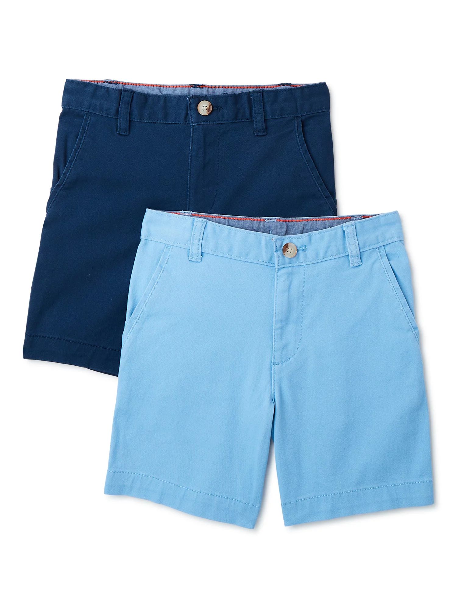 Wonder Nation Boys Flat Front Shorts, 2-Pack, Sizes 4-18 & Husky - Walmart.com | Walmart (US)