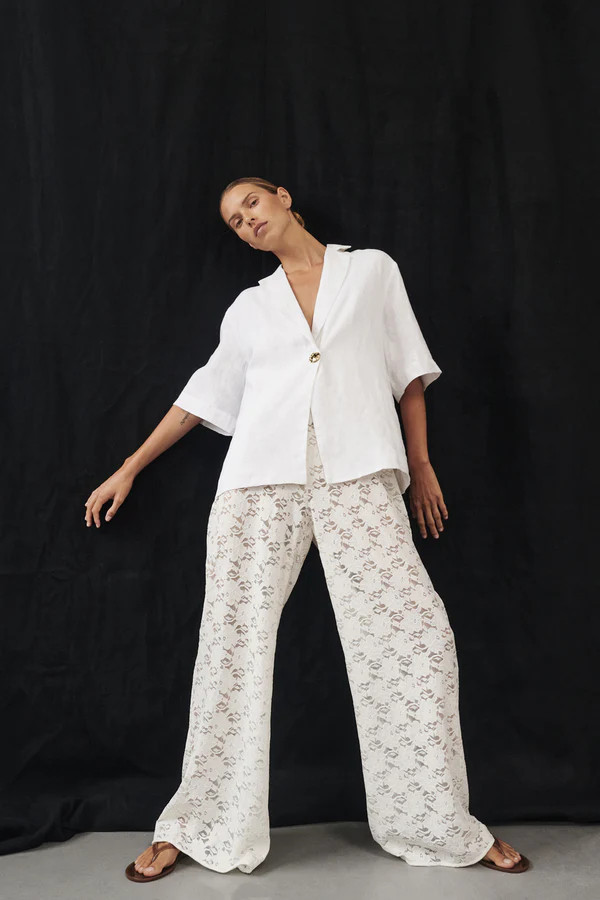 NALA WHITE LINEN RESORT SHIRT | DISSH