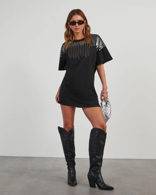 Sparks Fly Embellished T-Shirt Dress | VICI