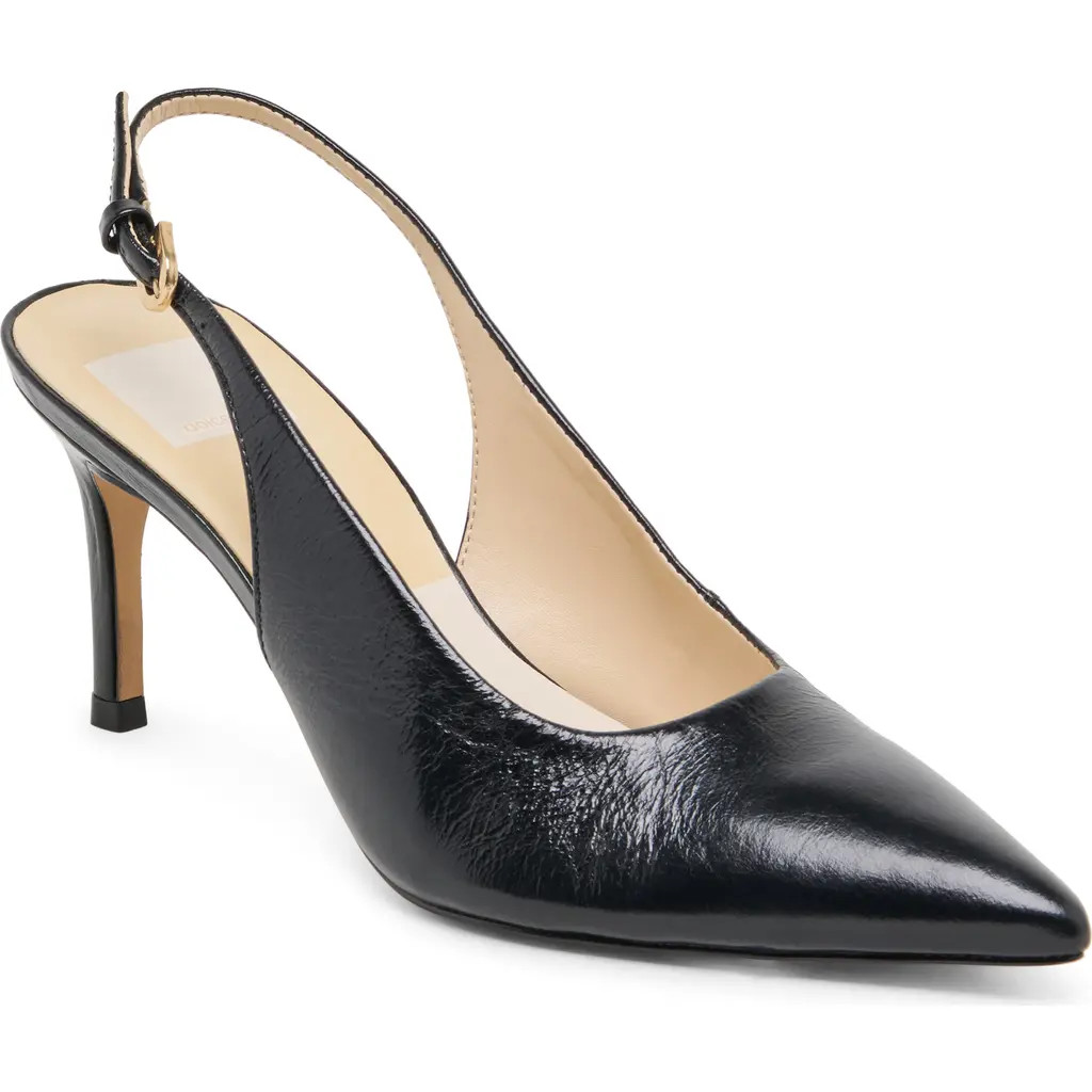 Dolce Vita Elasi Pointed Toe Slingback Pump in Black Leather at Nordstrom, Size 8 | Nordstrom