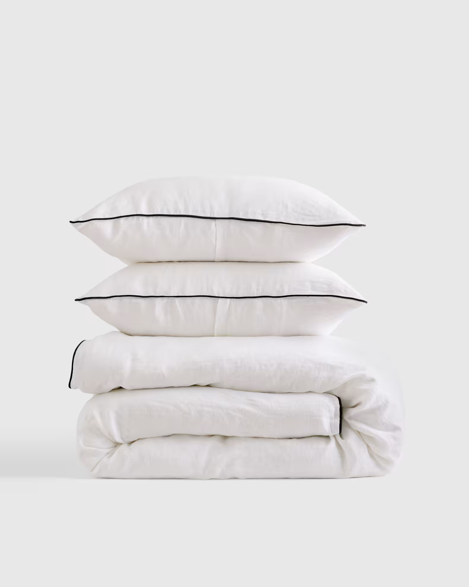 European Linen Piped Duvet Cover Set | Quince