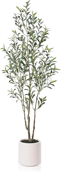 LOMANTO Artificial Olive Trees, 6 ft Tall Fake Olive Trees for Indoor, Faux Olive Silk Tree, Larg... | Amazon (US)