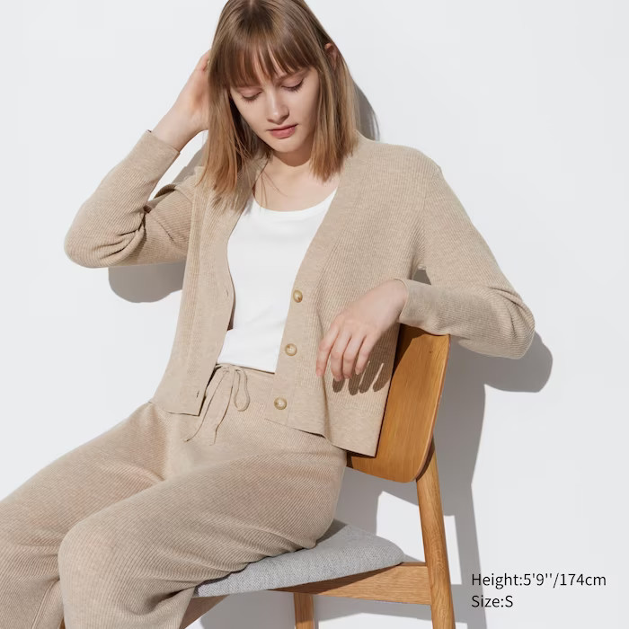 Washable Knit Ribbed Long-Sleeve Cardigan | UNIQLO (US)