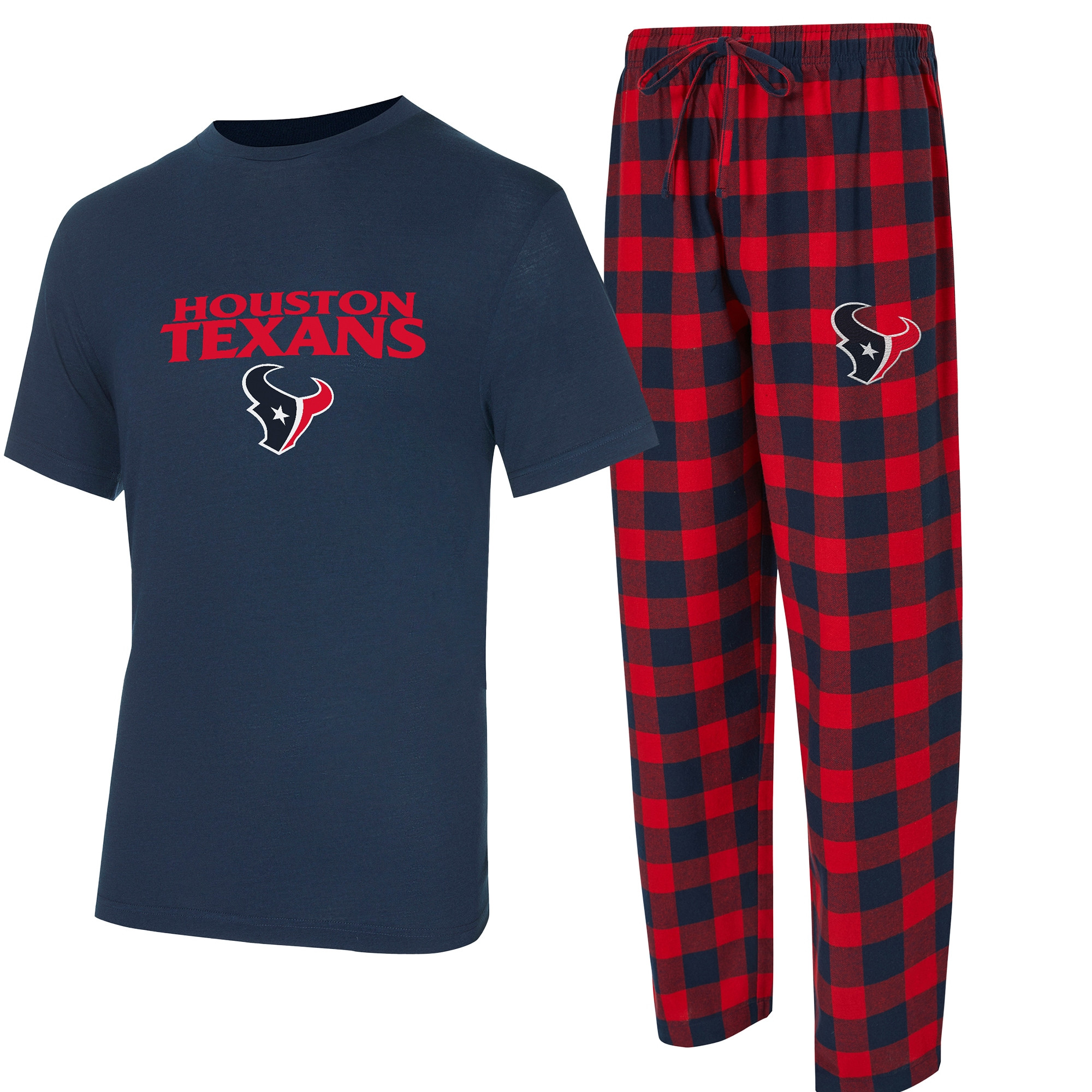 Houston Texans Concepts Sport Avondale T-Shirt & Flannel Pants Set - Navy/Red | Fanatics