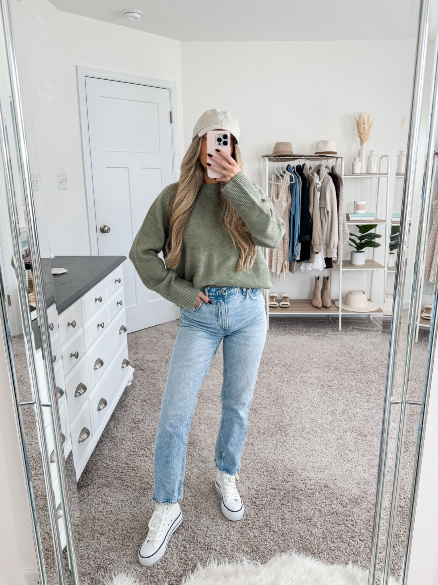 Elevated casual fall outfit 
+ sweater: xs 
+ jeans: 25 extra short 
+ converse: size down 1/2 size 

#LTKFindsUnder50 #LTKStyleTip #LTKFindsUnder100