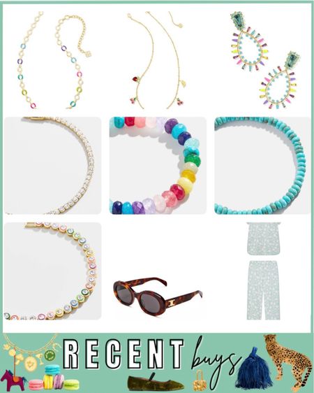 Recent buys - baublebar summer bracelet stack, Kendra Scott, lake pajamas, Celine sunglasses 



#LTKFindsUnder100 #LTKStyleTip #LTKSeasonal