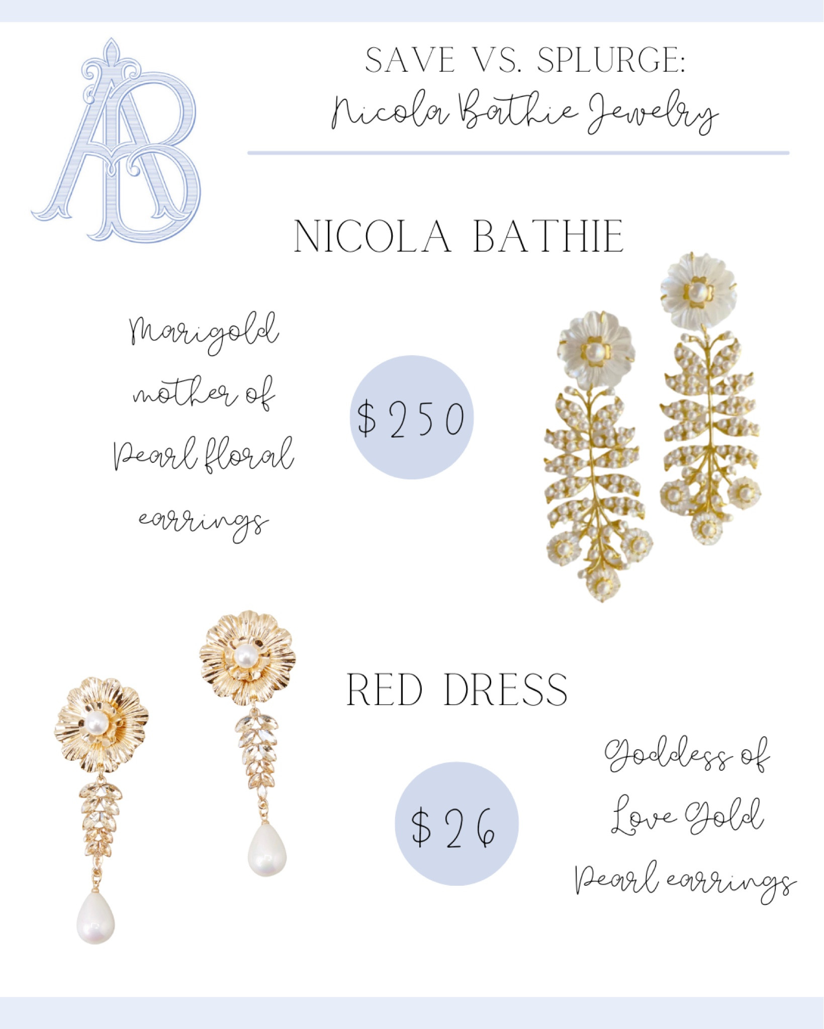 Get the look for less! These earrings at Red Dress are 10% of the price of the Nicola Bathie earrings! Perfect for a holiday Christmas party 🍾🎉

Grandmillennial style, gold floral earrings, mother of Pearl earrings, Christmas party look, girly glam pretty, look for less, save vs splurge, red dress boutique, seasonal finds 

#LTKSeasonal #LTKunder50 #LTKstyletip