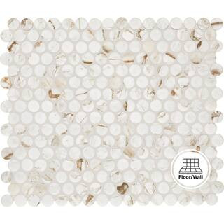 Kesler Marble Avorio 11 in. x 13 in. Matte Ceramic Penny Round Mosaic Tile (10.6 sq. ft./Case) | The Home Depot