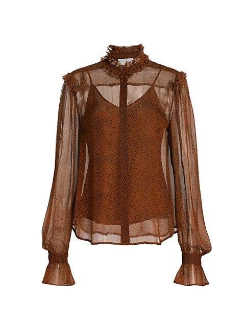 Mini Cheetah Silk Ruffle Blouse | Saks Fifth Avenue