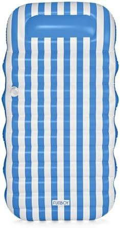 FUNBOY Blue & White Cabana Striped Pool Lounger Water Hammock with Built-in Pillow, 70" Pool Floa... | Amazon (US)