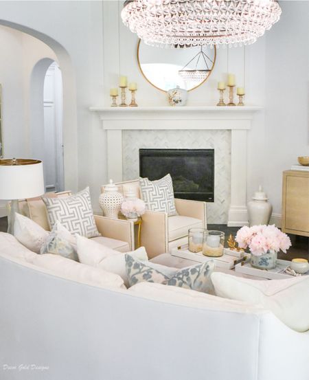 Living room home decor 
Sofa, decorative pillows, chandelierrs

#LTKhome