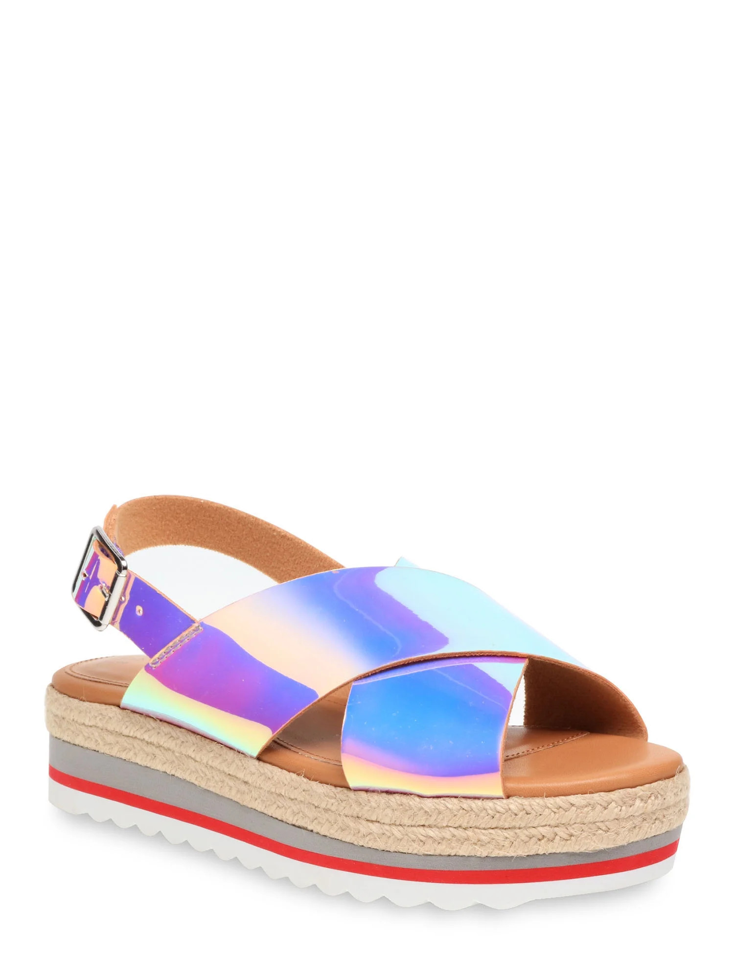 Time and Tru Women's Criss Cross Flatform Sandals - Walmart.com | Walmart (US)