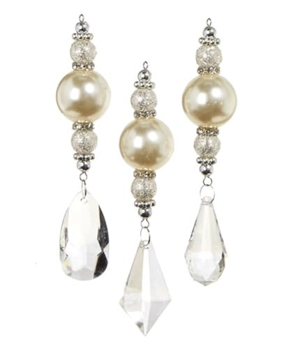 The Bridge Collection Pearl and Crystal Drop Ornaments - Set of 3-5.75" Acrylic Dangling Ornaments - Faux Crystal Ornament | Amazon (US)