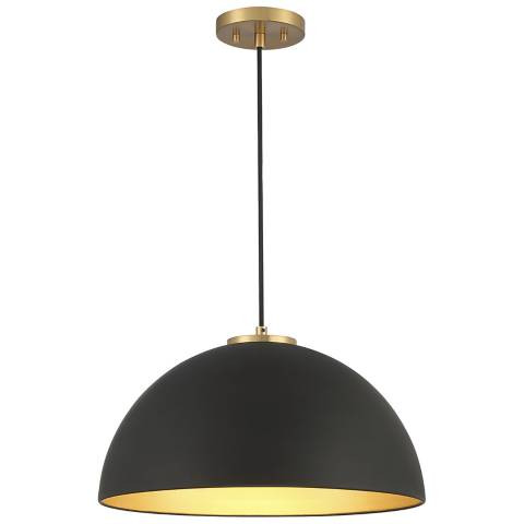 Savoy House Meridian 18" Wide Matte Black & Natural Brass 1-Light - #842V9 | Lamps Plus | Lamps Plus