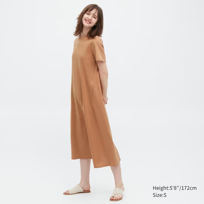 Mercerized Cotton Short-Sleeve A-Line Dress | UNIQLO (US)