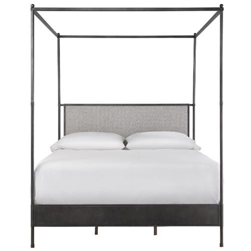 Ranile Modern Classic Grey Metal Canopy Bed - King | Kathy Kuo Home