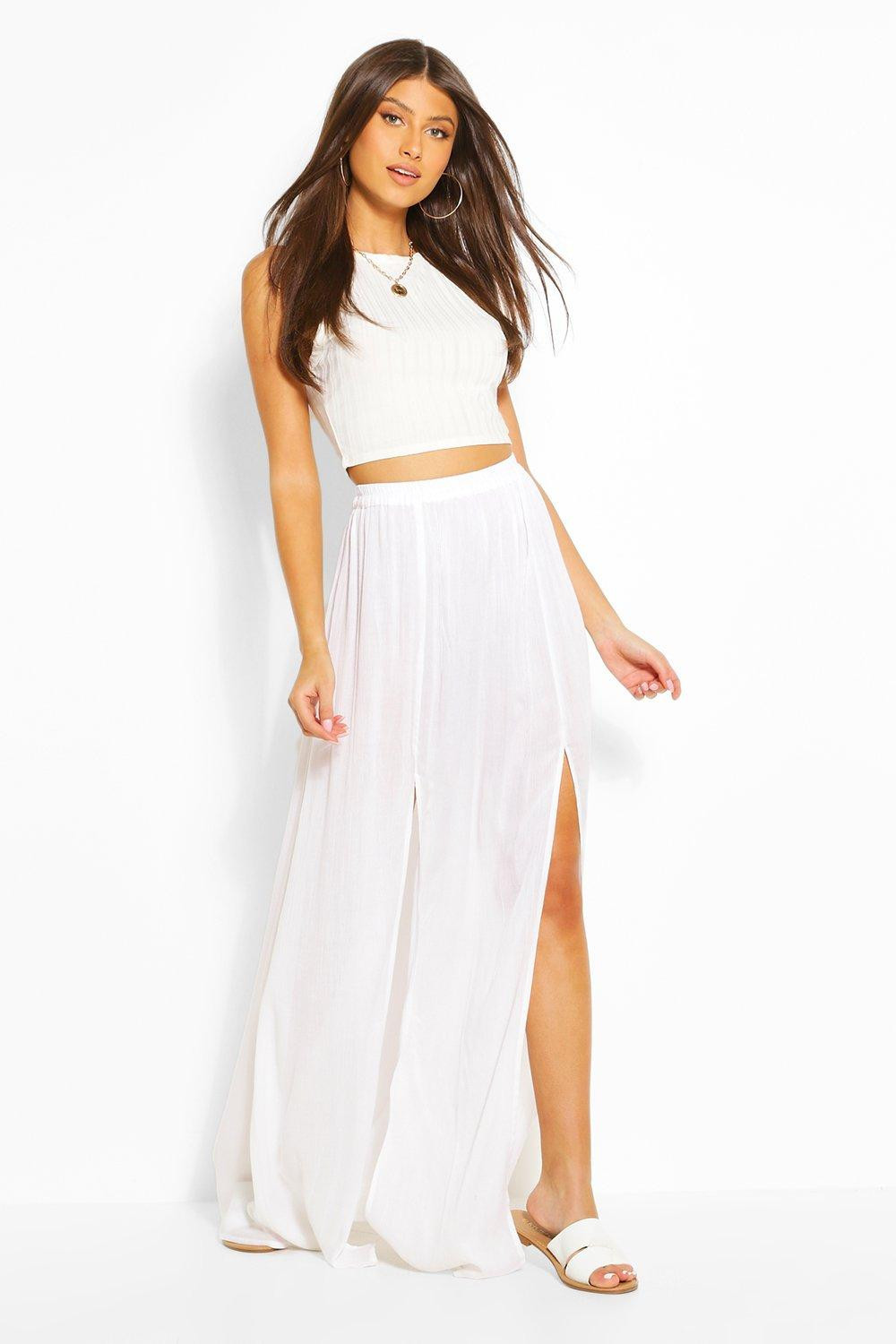 Womens Cheesecloth Maxi Skirt - White - 10 | Boohoo.com (US & CA)