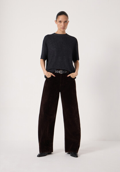 Velvet Flocked Denim Bree Barrel Jeans | Hush UK