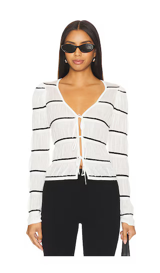 Tanya Cardigan in Cream & Black Stripe | Revolve Clothing (Global)