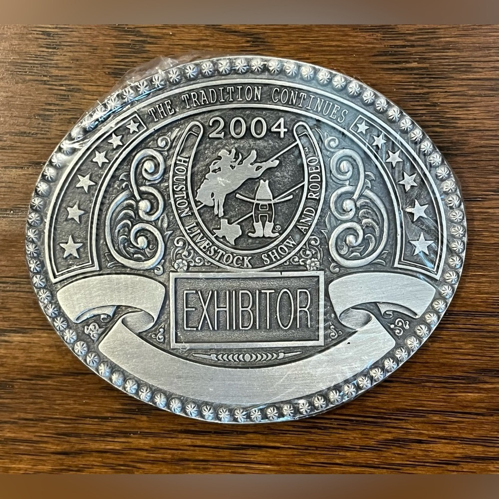 BRAND NEW. 2004 Houston Livestock Show & Rodeo Exhibitor Pewter Like Belt Buckle | Poshmark